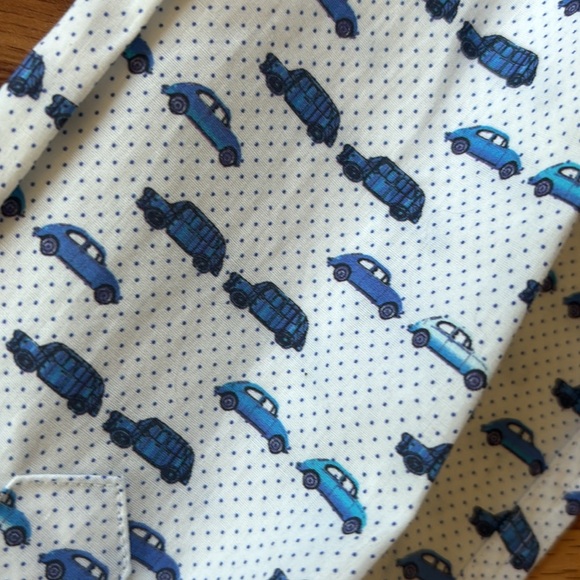 Jared Lang White and Blue Car Print 100% Cotton Button Down Shirt Size Large - Picture 4 of 9